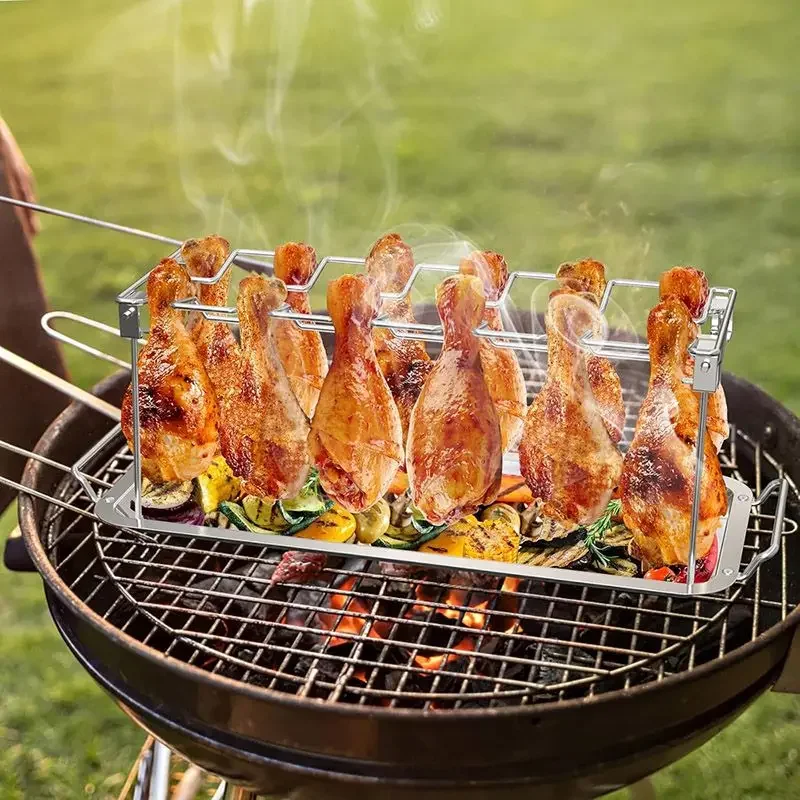 1pc Stainless Steel Foldable Barbecue Grill Rack Non-Stick BBQ Beef Chicken Wing Leg Grill Bbq Accessories Barbeque Tool