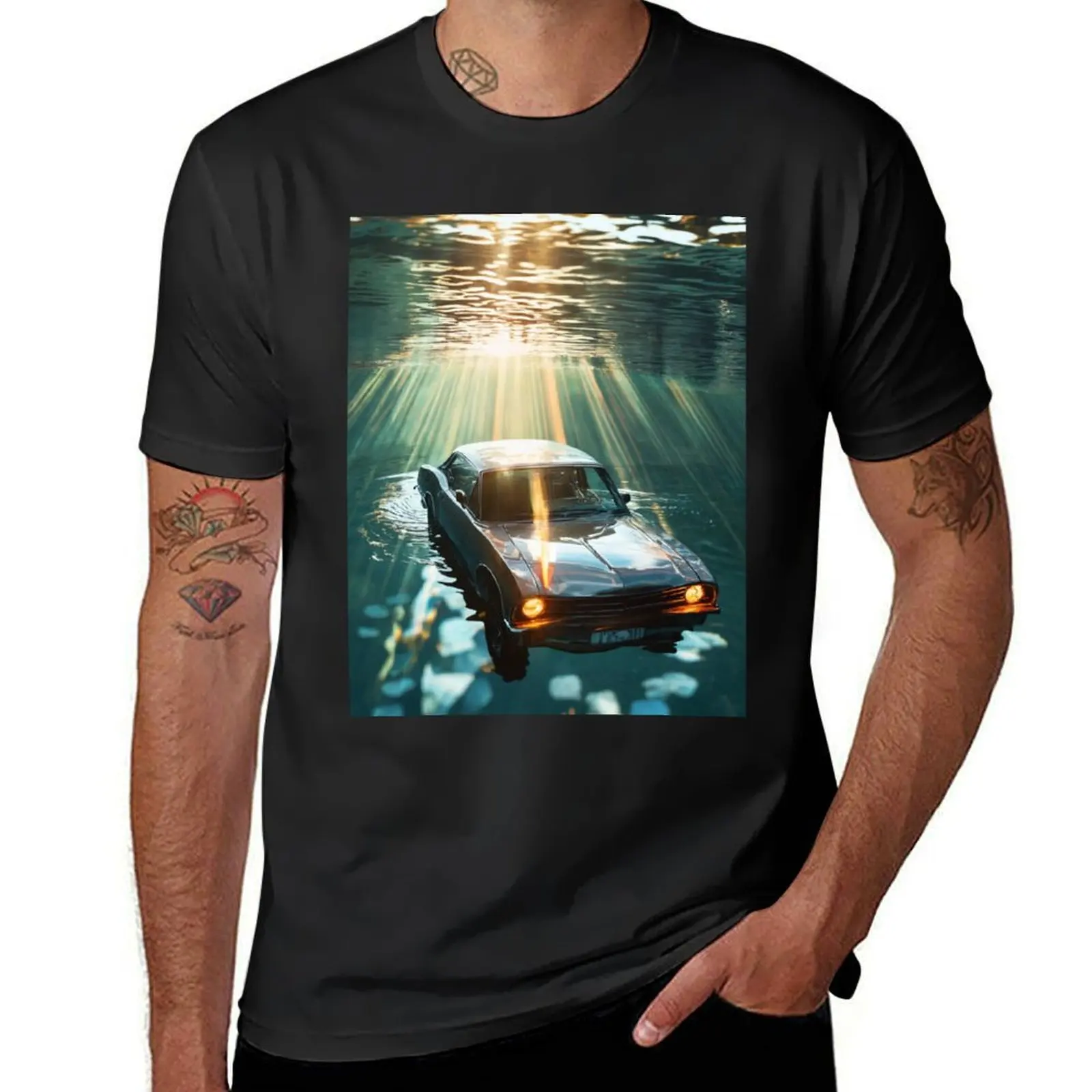 Car underwater T-Shirt blacks customs design your own fitted t shirts for men