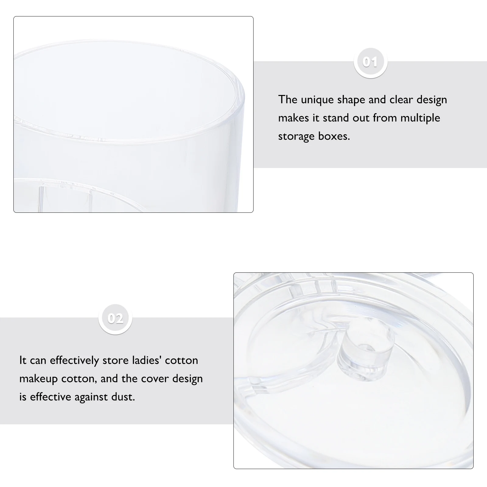 

Dust-Proof Tube Makeup Swabs Clear Dispenser Organizer Triple Compartment Boxes Desktop Travel Cotton Swab Box for Ladies