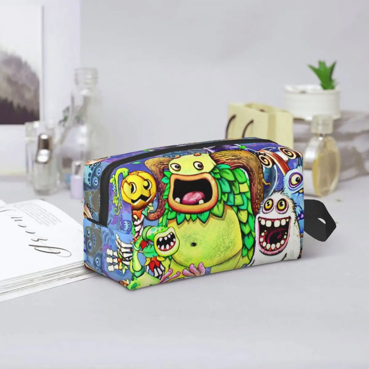 My Singing Monsters Characters Makeup Bag Cosmetic Organizer Storage Dopp Kit Toiletry Cosmetic Bag for Women Beauty Pencil Case
