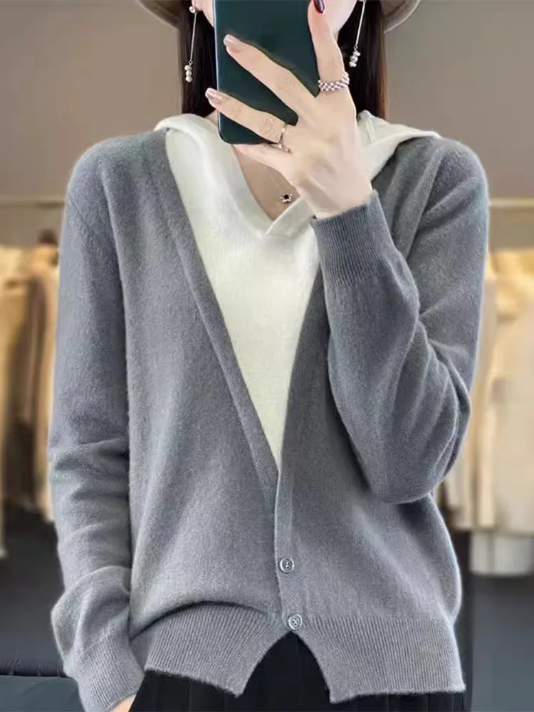 Autumn Winter New Sle Women's Pure Camere Sweater V-Ne Knitted Loose Woolen Base Hat irt Loose Fit Color Blo Design
