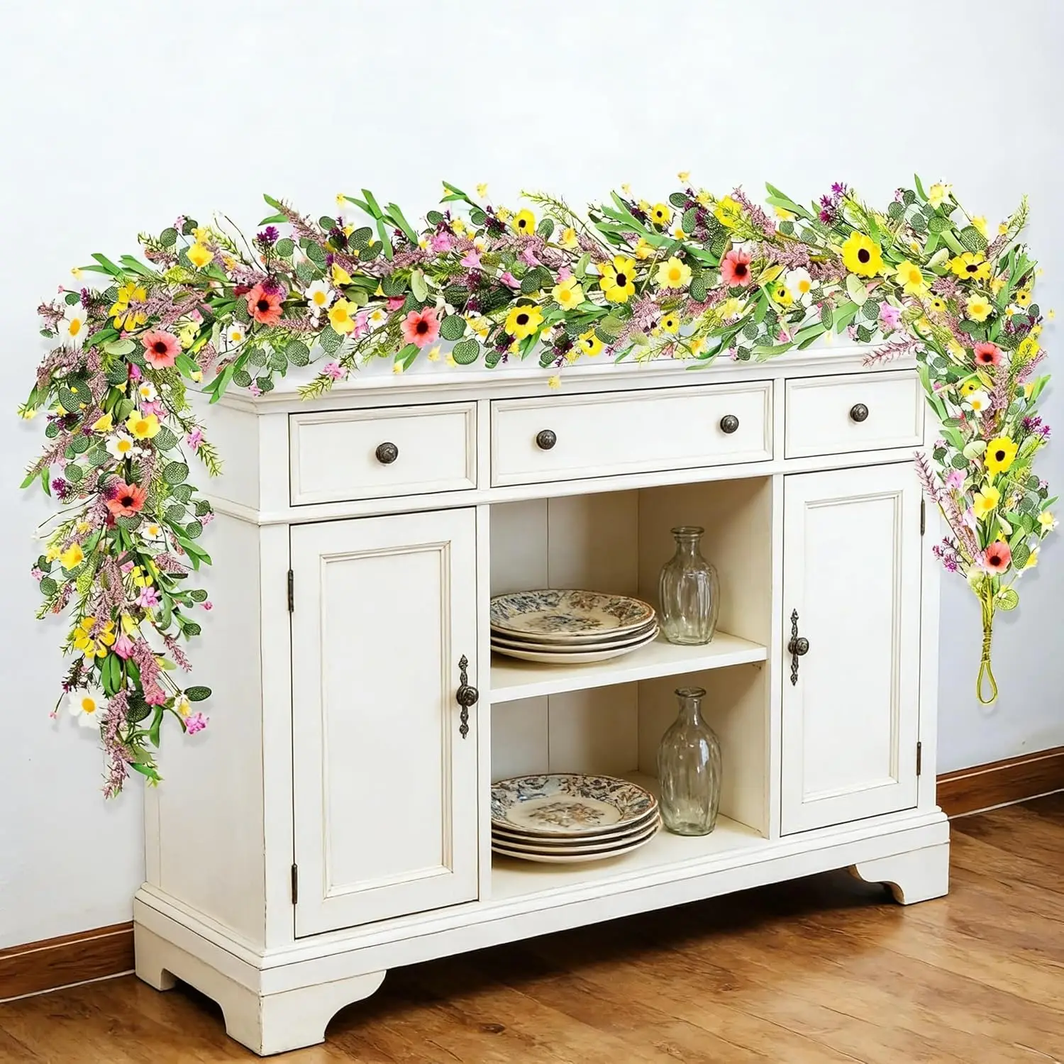 

2 шт. искусственных гирлянд-лиан длиной 6,5 футов, в виде глицинии, лаванды, маргаритки, весенний венок для декора дома, улицы, свадеб