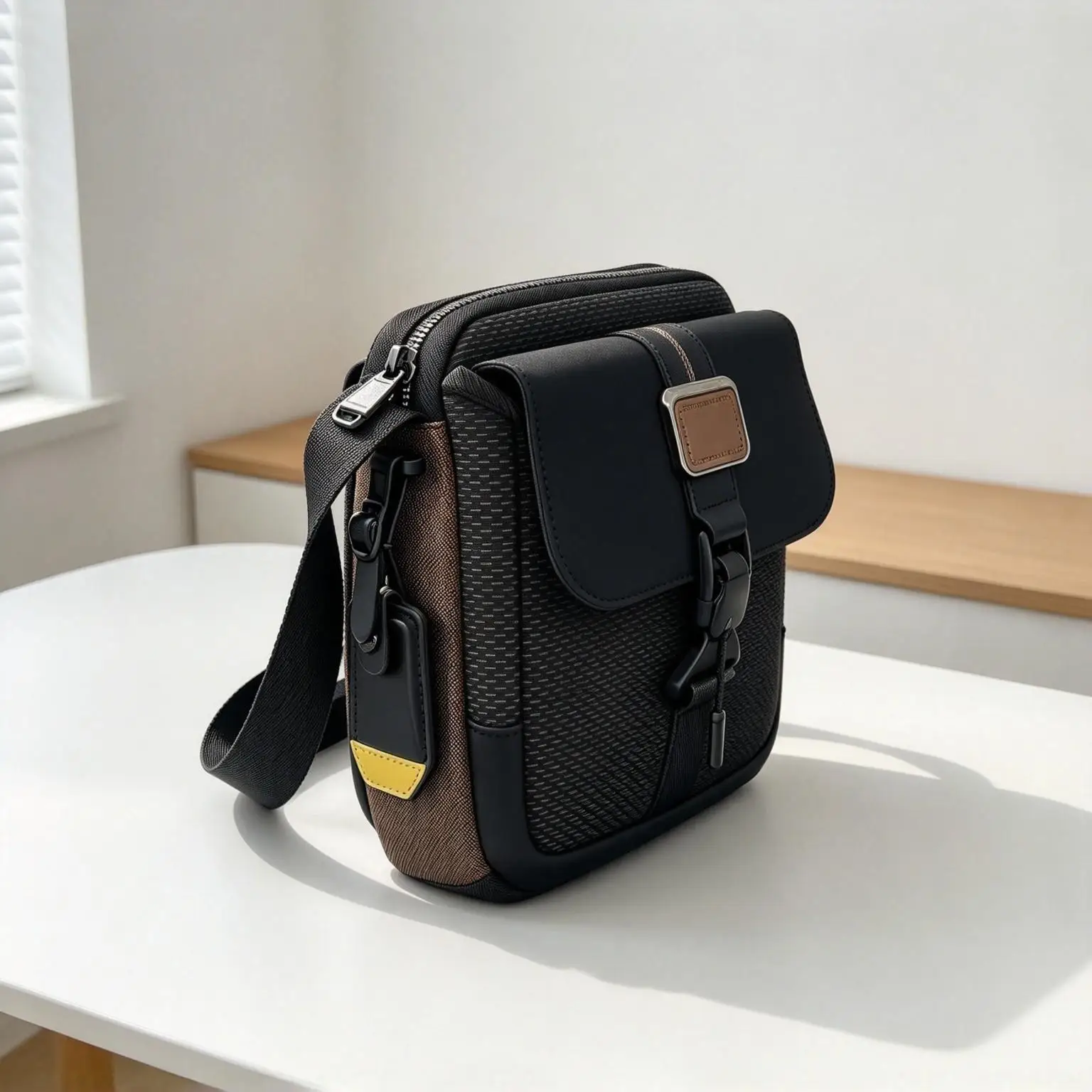 Daily Commute Single Shoulder Crossbody Bag for Men, Water Resistant Nylon Business Casual Bag