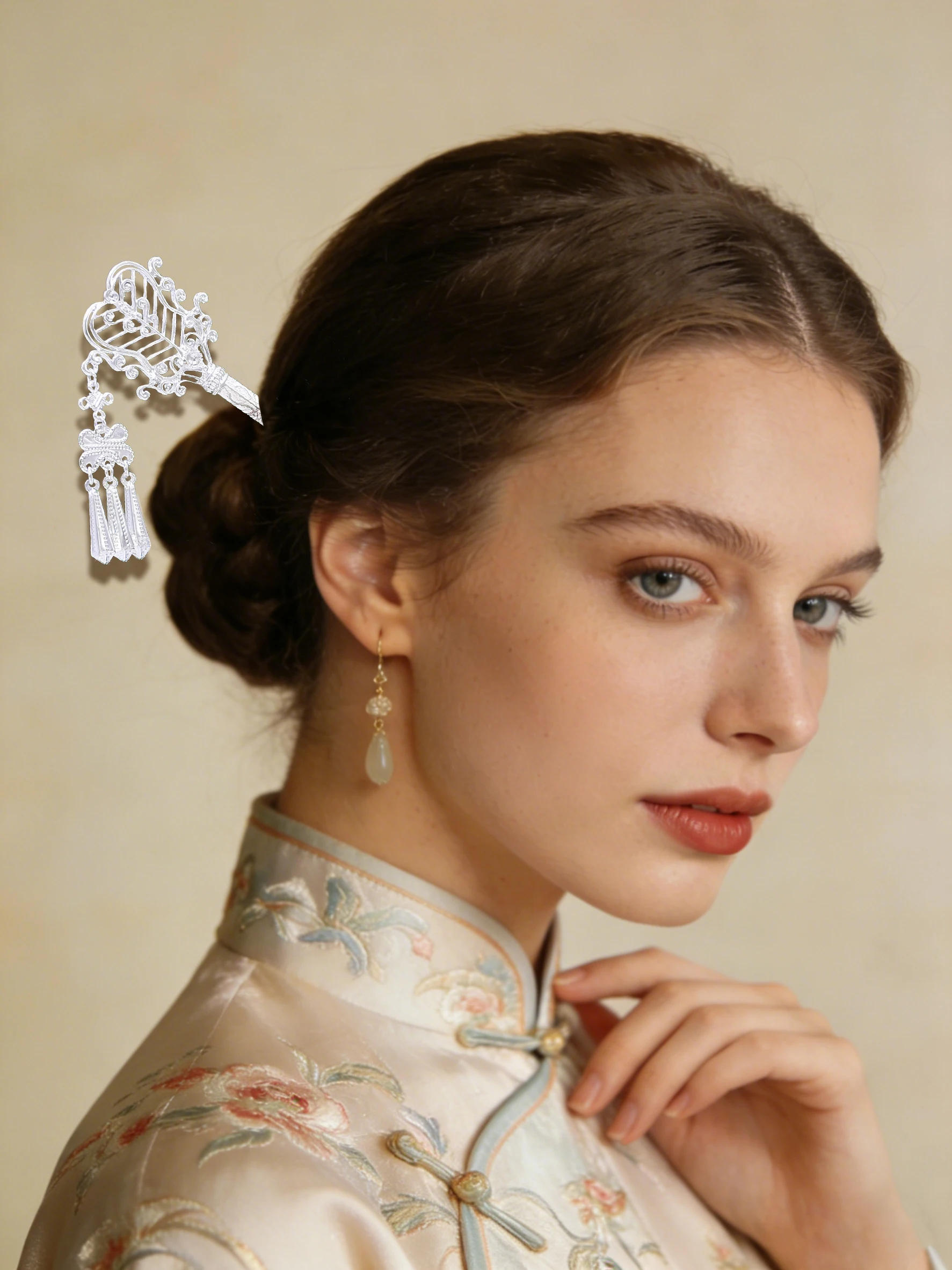 جديد النمط الصيني العرقية الفضة غير النظامية الطاووس المروحة شرابة سبيكة دبوس الشعر-أنيقة تنوعا أوبدو مجوهرات