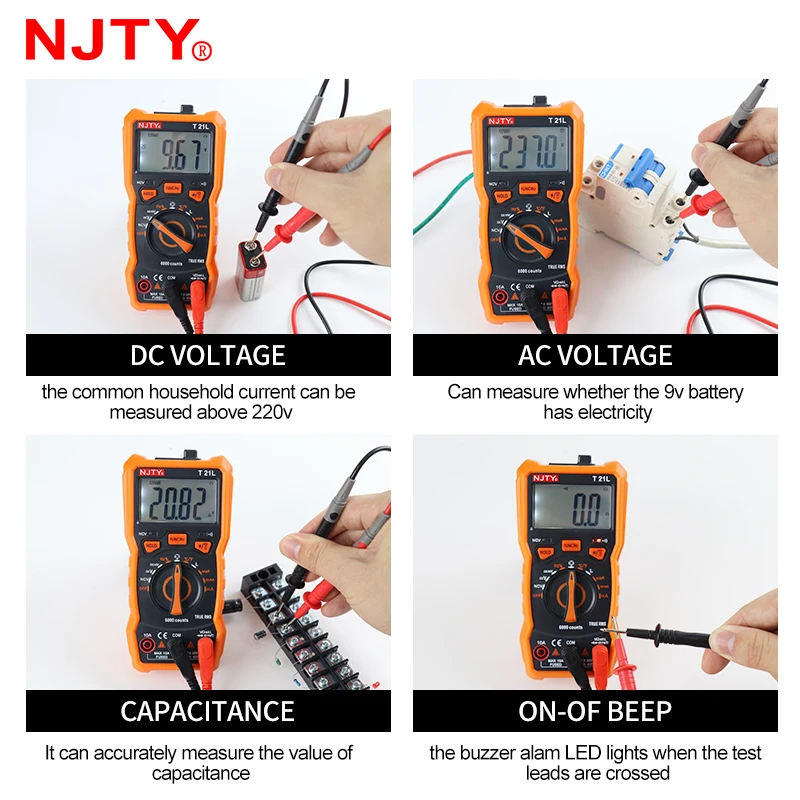 Digital Multimeter 6000 Count AC/DC Voltage Meter 10A Current Professional Multimetro Capacitor Inductor Test Electricity Tools