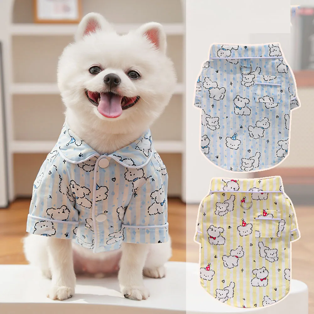 

Dog shirts cotton clothes spring autumn pet couple outfits for dogs home clothes pajamas New Style Doll Dog Teddy