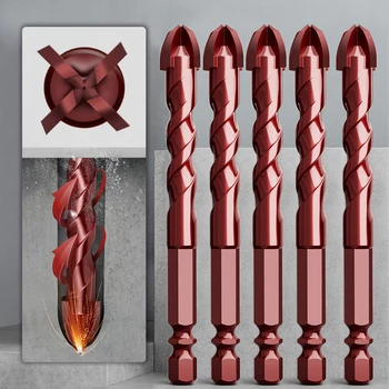 طقم مثقاب سداسي متقاطع لبلاط البورسلين الخرساني ، طقم لقم الثقب المعدنية ، أدوات كربيد ، 6 Bit ، 7 Bit ، 8 من ، 10 ، 12