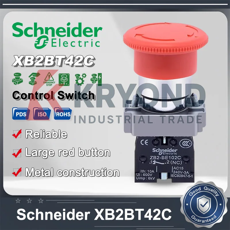 

Schneider XB2BT42C Momentary Push Button Switch 1NO Contact for Machinery Control Automation Electrical Systems Panel