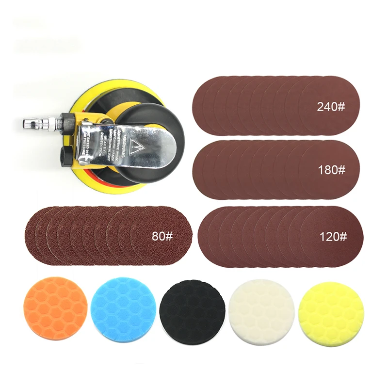 Lixadeira Orbital Pneumática com Lixa Máquina de Polimento Profissional para Carro Madeira Móveis Moagem de Piso Polonês 40 Pcs