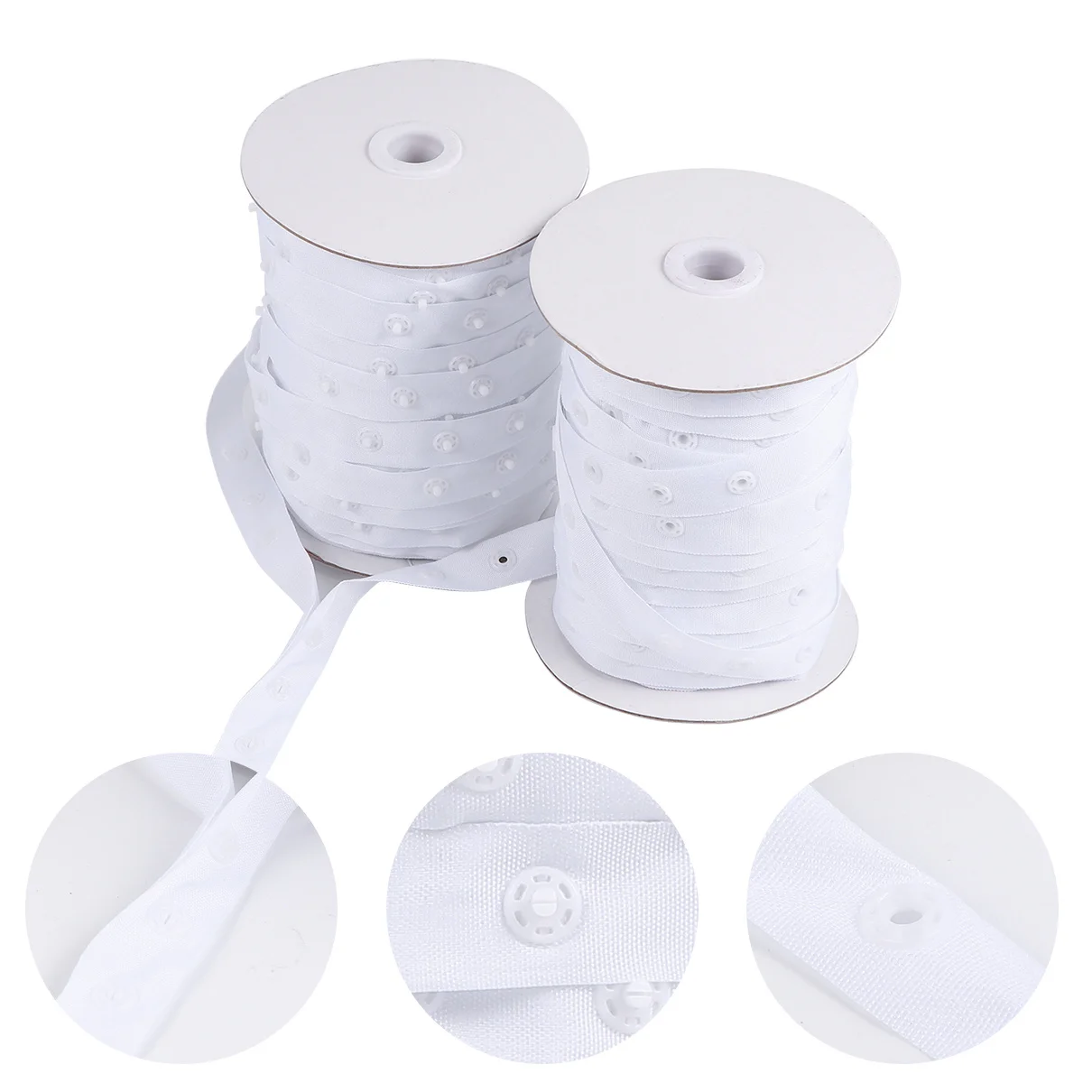 2 Rolls Snapper Belt Durable Snap Fastener Press Buckle for Quilt Cover Curtain Sub Female Buckle White 25x25x50cm Button