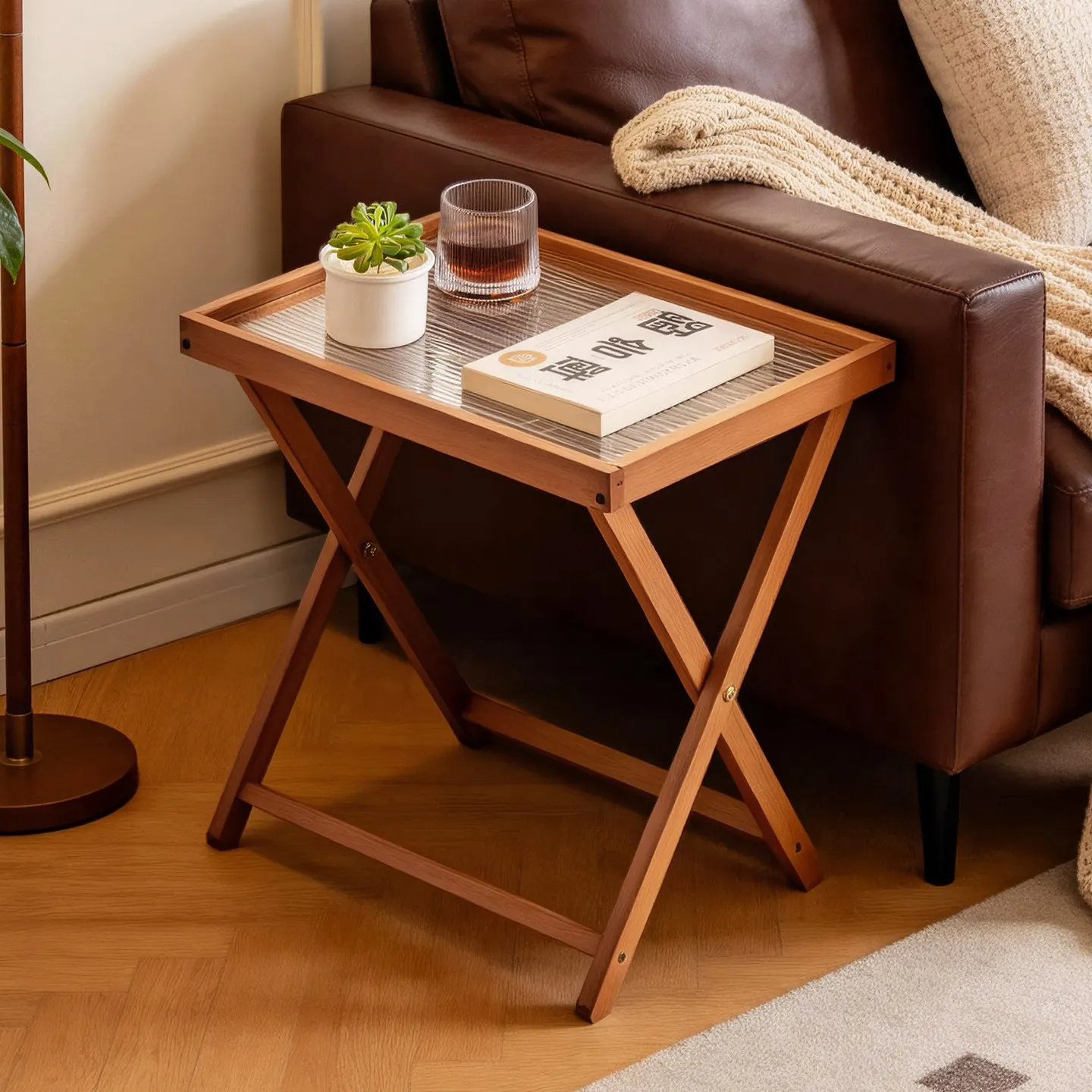 Artemoòn Folding Side Table Household Mini Coffee Table Living Room Sofa Storage Balcony Side Table Outdoor light weight table