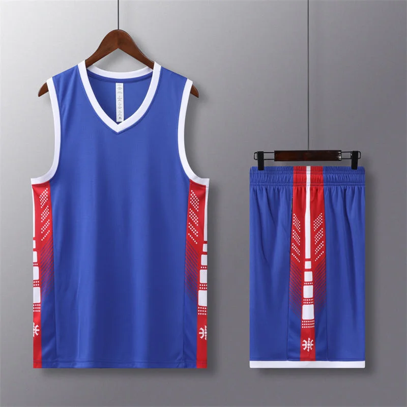 Brand basketball jerseys sleeveless vest five quarter pants set custom print number and name 7701Basketball uniform custom 153