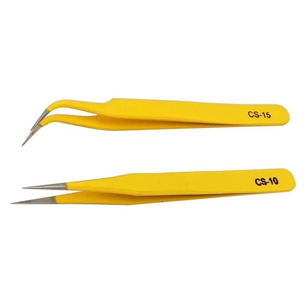 For Phone Repair Tweezers Easily Grip Precision Parts Maintenance Yellow Widely Applicable Affordable Brand New