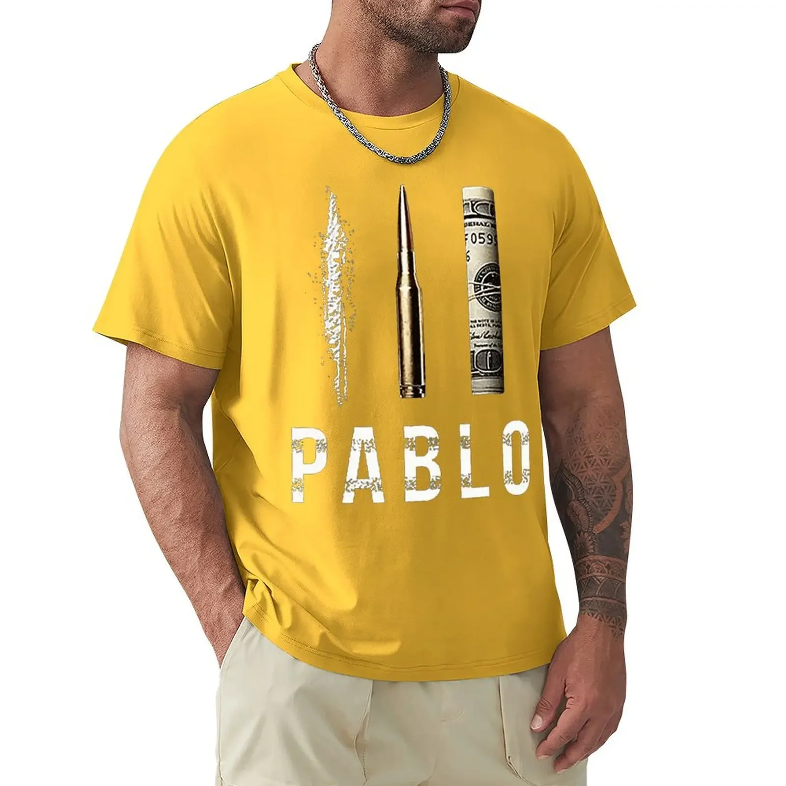 Design Money Print Pablo Escobar Short Sleeve Men\'s Cotton T-Shirt Fashion Tops Oversized Loose Men Clothing Casual T-shirts