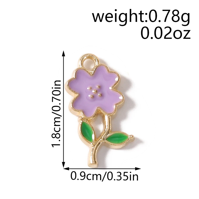 10 Stück niedliche, bunte Emaille-Blumen-Anhänger zum Basteln von Ohrringen, Halsketten, Armbändern, DIY-Handarbeiten und Schmuckzubehör – Detail 9