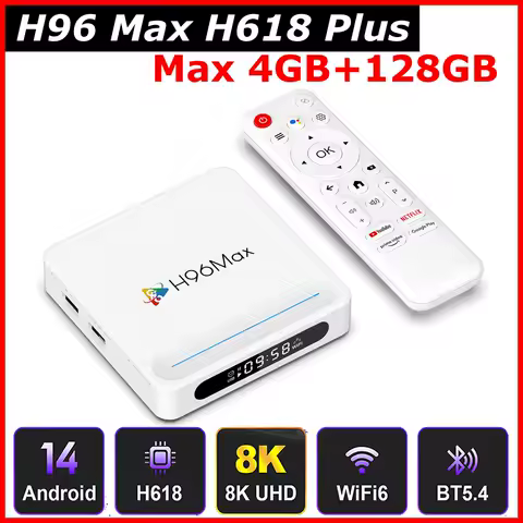 2025 All New H96 Max H618 Plus Android 14 TV BOX Allwinner H618 Max 4GB 128GB 8K Video Decoding BT5.4 WIFI6 4K Media Player