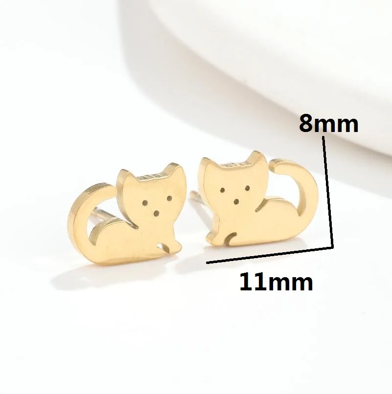 Cute Animal Cat Stud Earrings for Women
