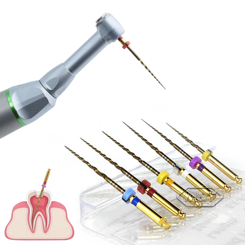 6pcs Dental Gold Endo File Engine Use Root Canal 25mm 21mm Dentistry Instrument Golden Rotary Endodontic Files Path Glide Tools