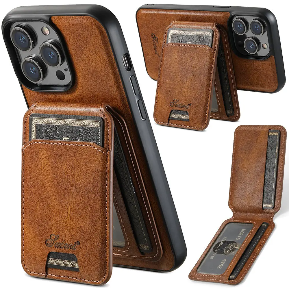 PU Leather Case for iPhone 16 15 Pro Max Plus iPhone 16 15 Pro 2 in1 Function Detachable Magnetic Card bag Stand Feature Cover