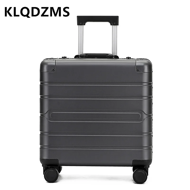 KLQDZMS Suitcase on Wheels 18 Inch All Aluminum Magnesium Alloy Boarding Box Small Business Trolley Case Men's Cabin Luggage