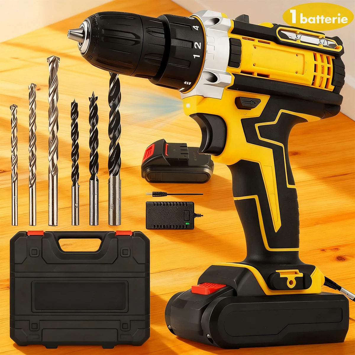 Conjunto de broca sem fio de íon de lítio com bateria e carregador mandril sem chave ajuste de velocidade variável configurações de engrenagem ferramenta elétrica doméstica