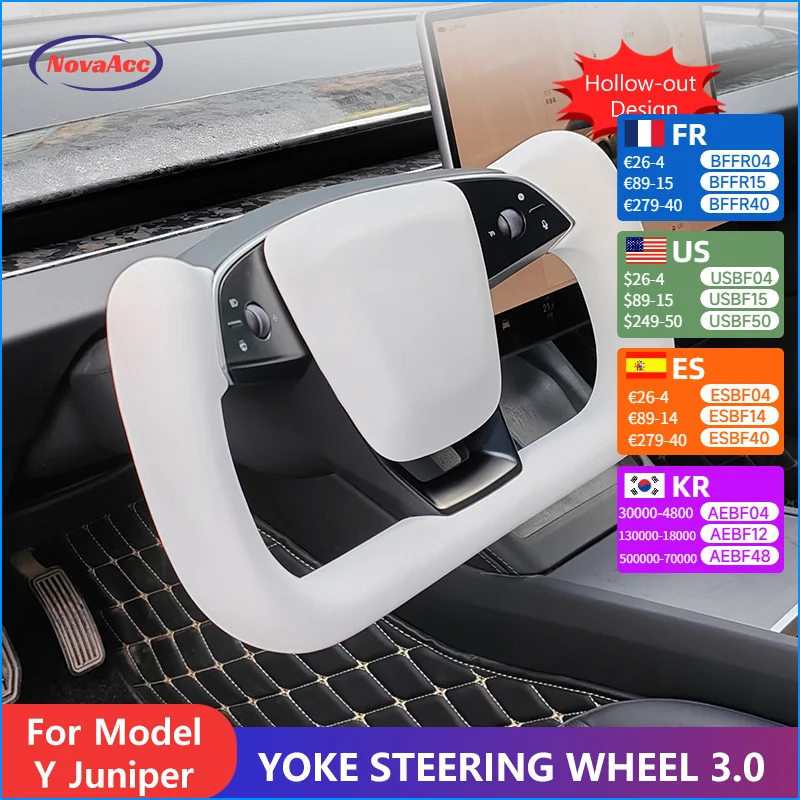 

YOKE Steering Wheel 3.0 For Tesla Model Y Juniper 2025 2026 Customized Nappa Material Keep Heating Function Steering Wheel