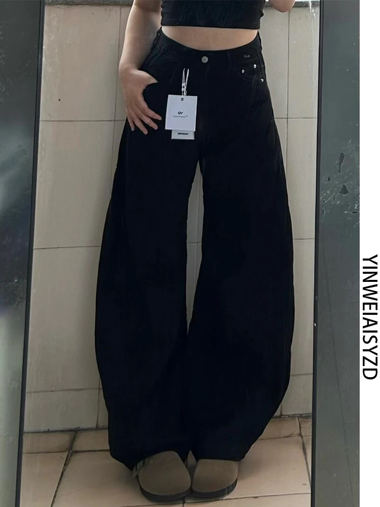 

High Waist Wide Leg Denim Jeans Women's Summer New Sle Slimming Hip Covering American High Street Bla Deconstructed Jeans