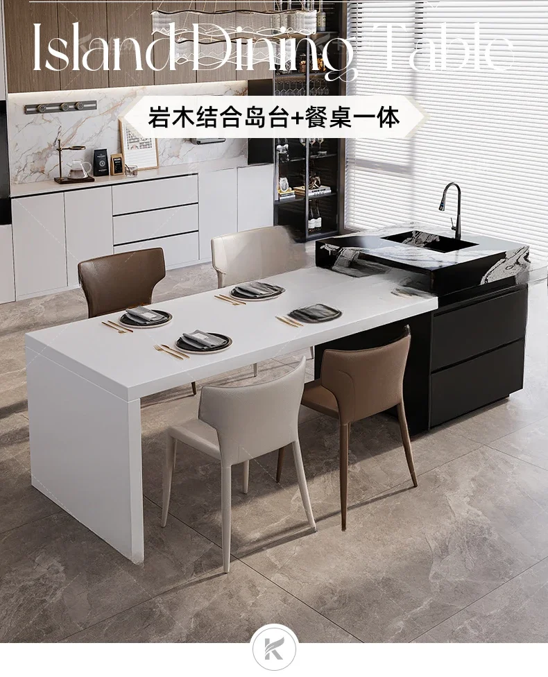 Dining table integrated household retractable custom high-end light luxury medium inverted guide multi-function