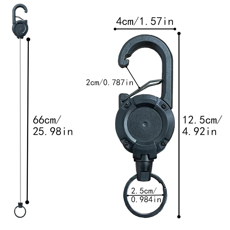 Heavy Duty Retractable EDC Key Reel Carabiner Strong Steel Wire Anti-Lost Key Ring For Tactical Camping Hiking Office Men Women