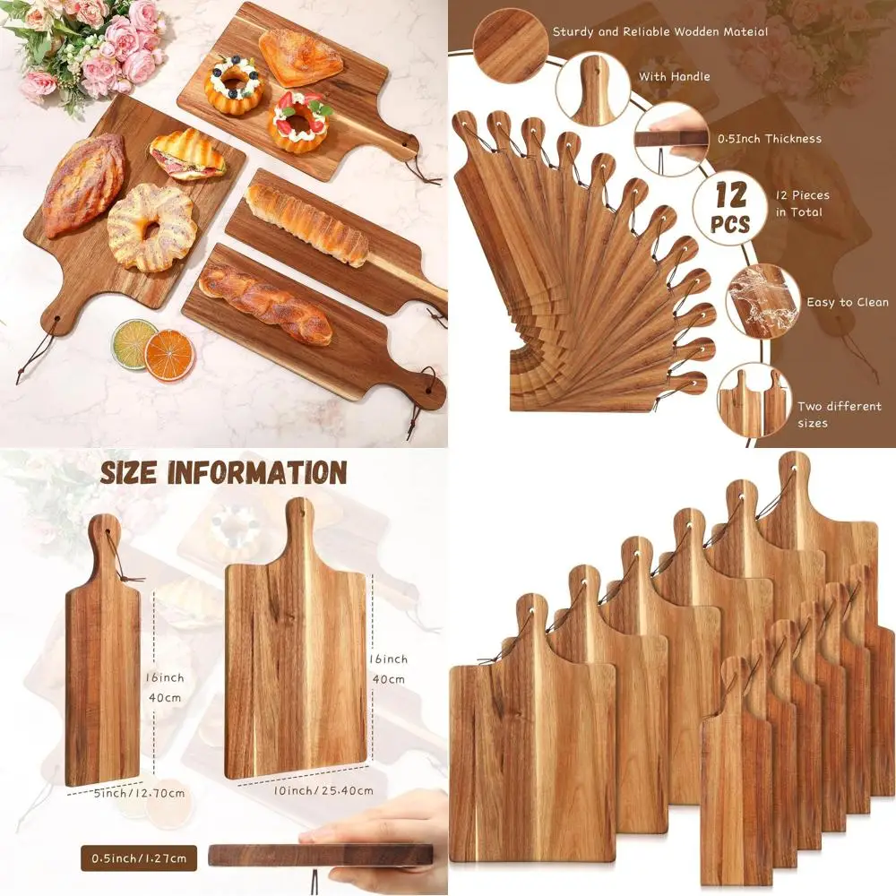 

Acacia Wood Cutting Board Set, 12 Pieces, 16x10 & 16x5 Inches, Ideal for Kitchen Gifts & Special Occasions