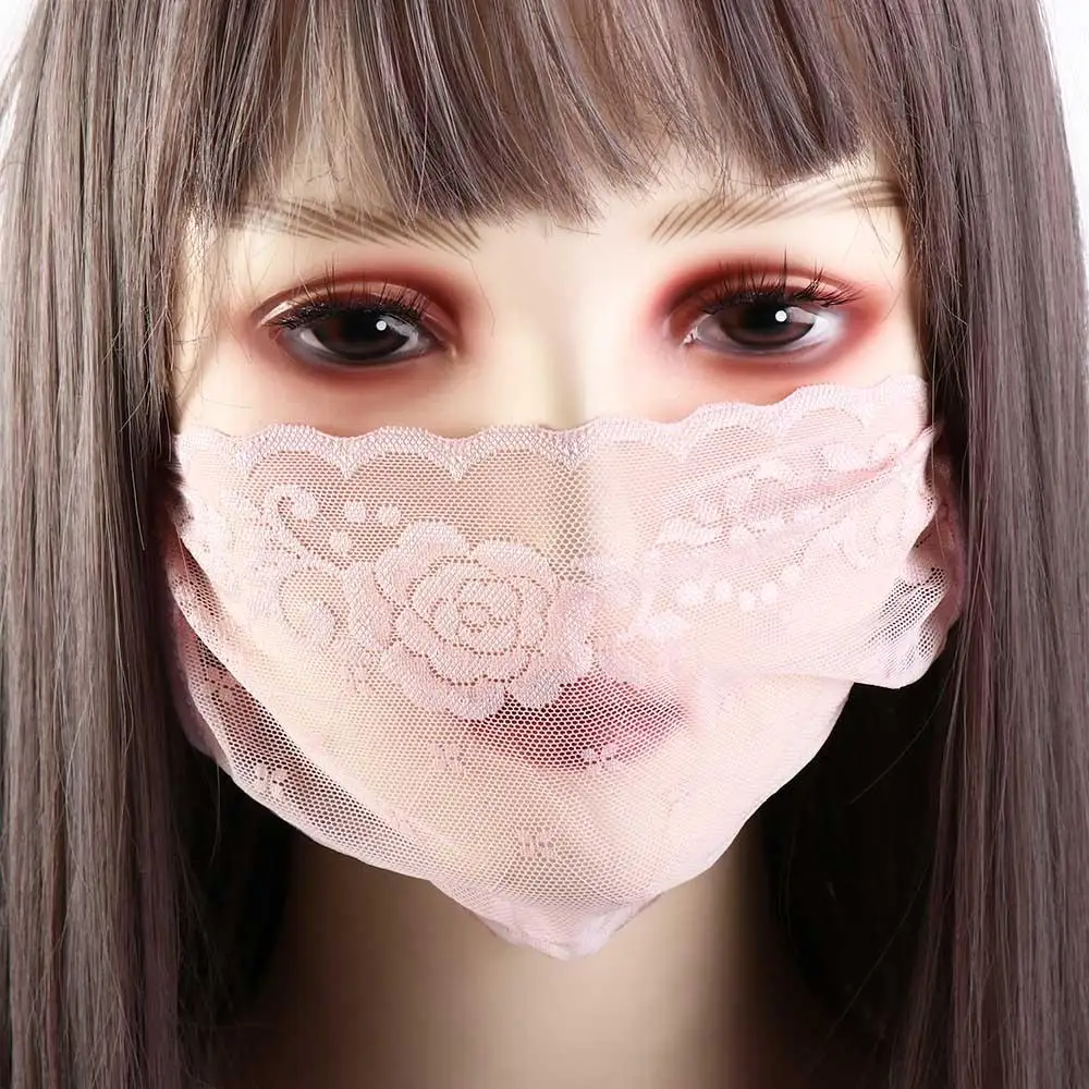 

Летняя спортивная дышащая маска для рыбалки для женщин, однотонная, с креплением на уши, кружевная маска, защита для лица, солнцезащитная маска, защитный экран для лица