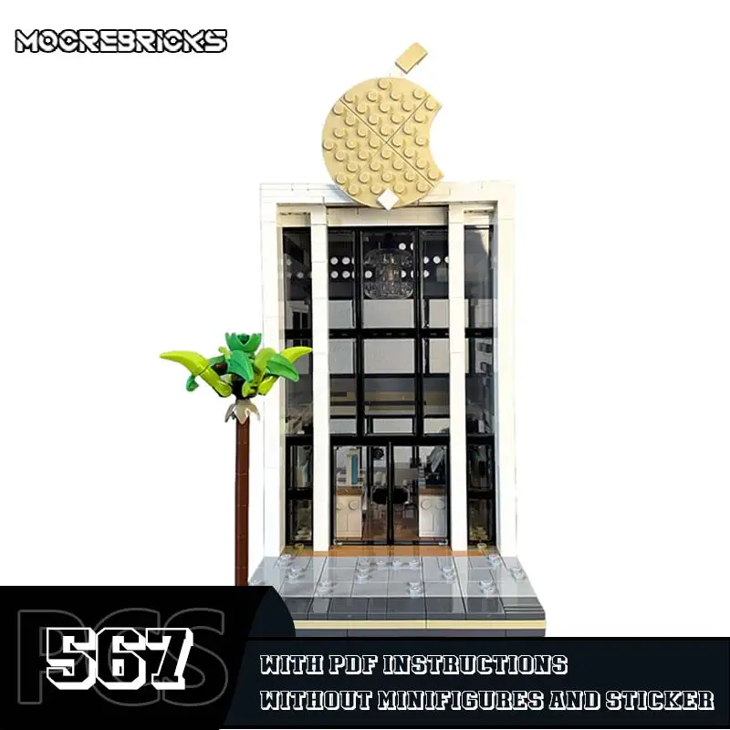 MOC City Modular Modern Architecture Model Residential Mobile Store Building Blocks Set DIY Puzzle  Toys Bricks Children's Gifts