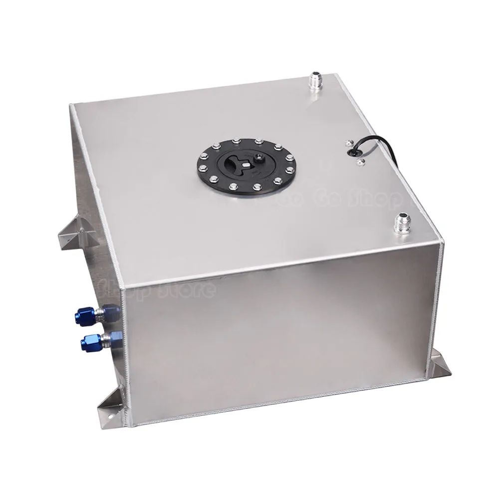 60L Universal Aluminium Mirror Polished Buffer Oil Reservoir Tank Fuel Cell Can Fuel Surge Tank with Sensor Cap Foam Inside