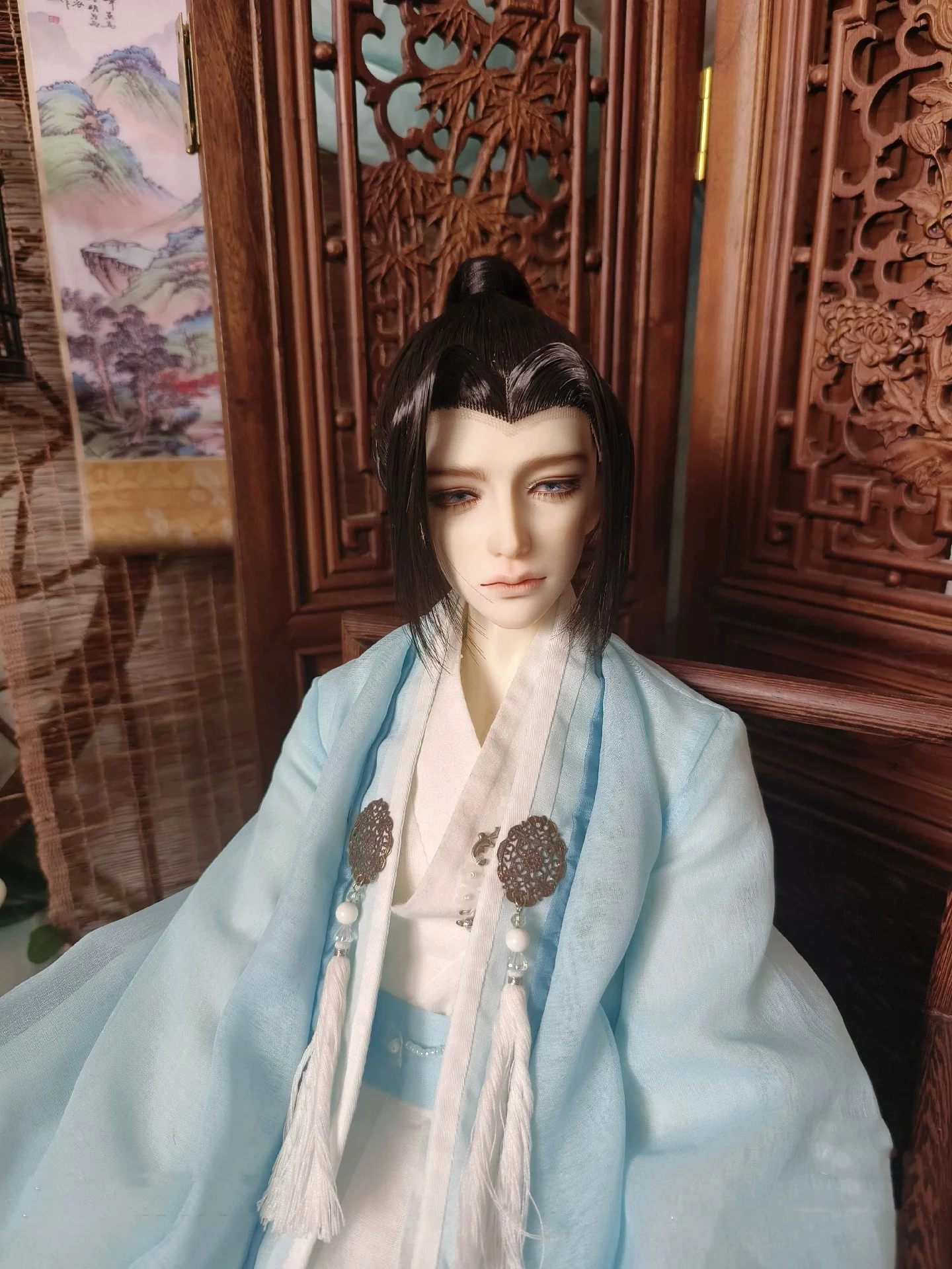 1/4 1/3 Skala BJD Peruki Ancient Costume Hanfu Vintage Long Hair Samurai Peruka Dla MSD SD13 Girl ID72 Uncle Doll Akcesoria A2101