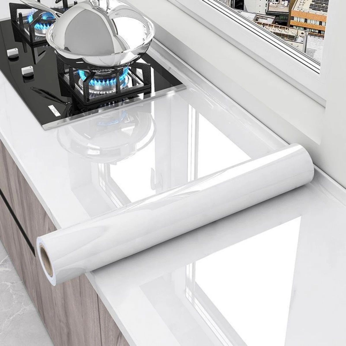 55 سنتيمتر عرض لامع ورق حائط من الفينيل لملصقات جدار مقاوم للماء طاولة الحمام المطبخ ملصق ذاتي اللصق لديكور الأثاث