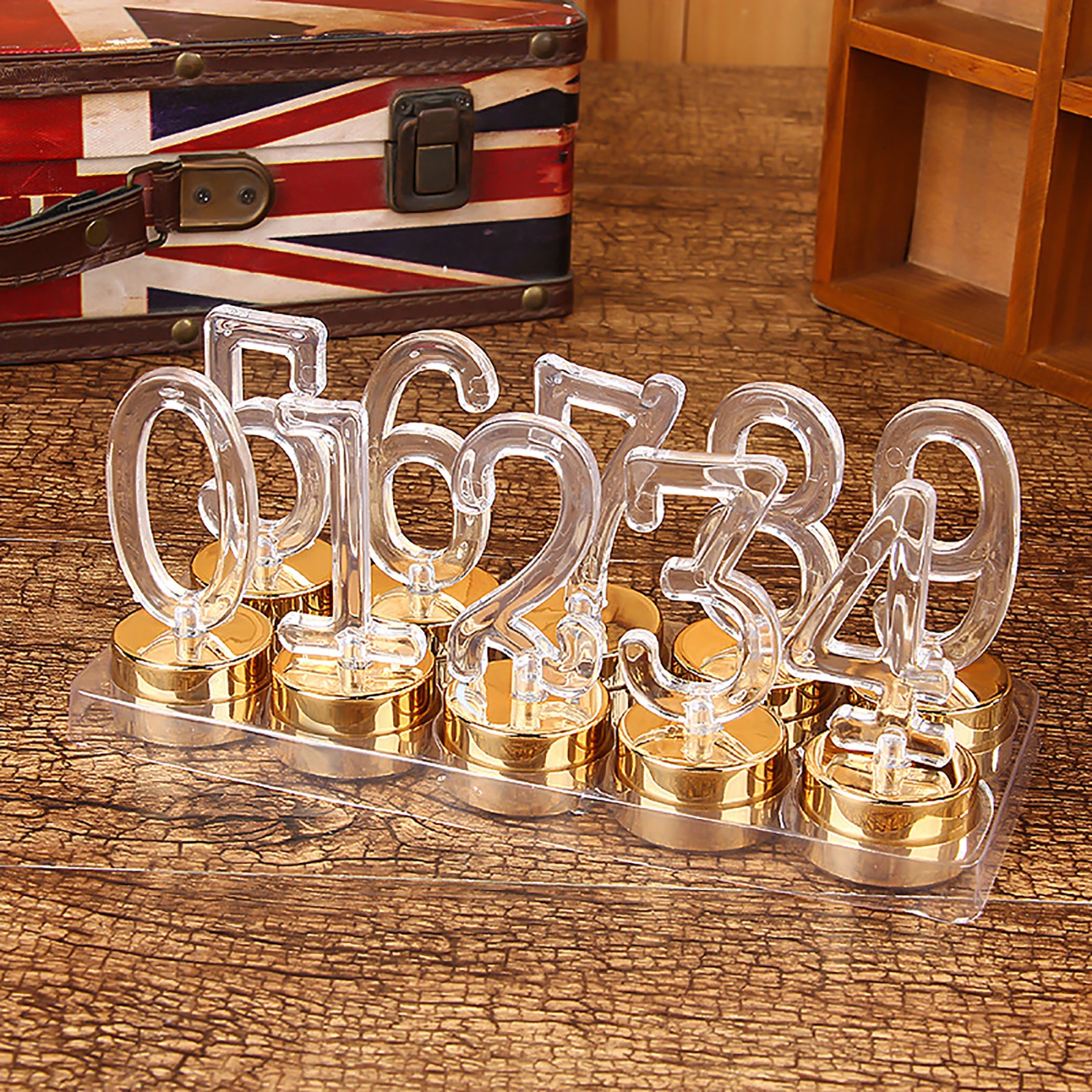 

10 Pcs LED Digital Lights Silver Number Flameless Birthday Decorative Smokeless Party Gifts Home Accessories