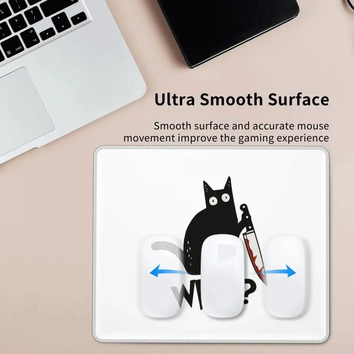 

Cat What Murderous Black Cat With Knife Mouse Pad Computer Keyboard Mouse Mat Gaming Laptop Desk Mat Office Table Mats