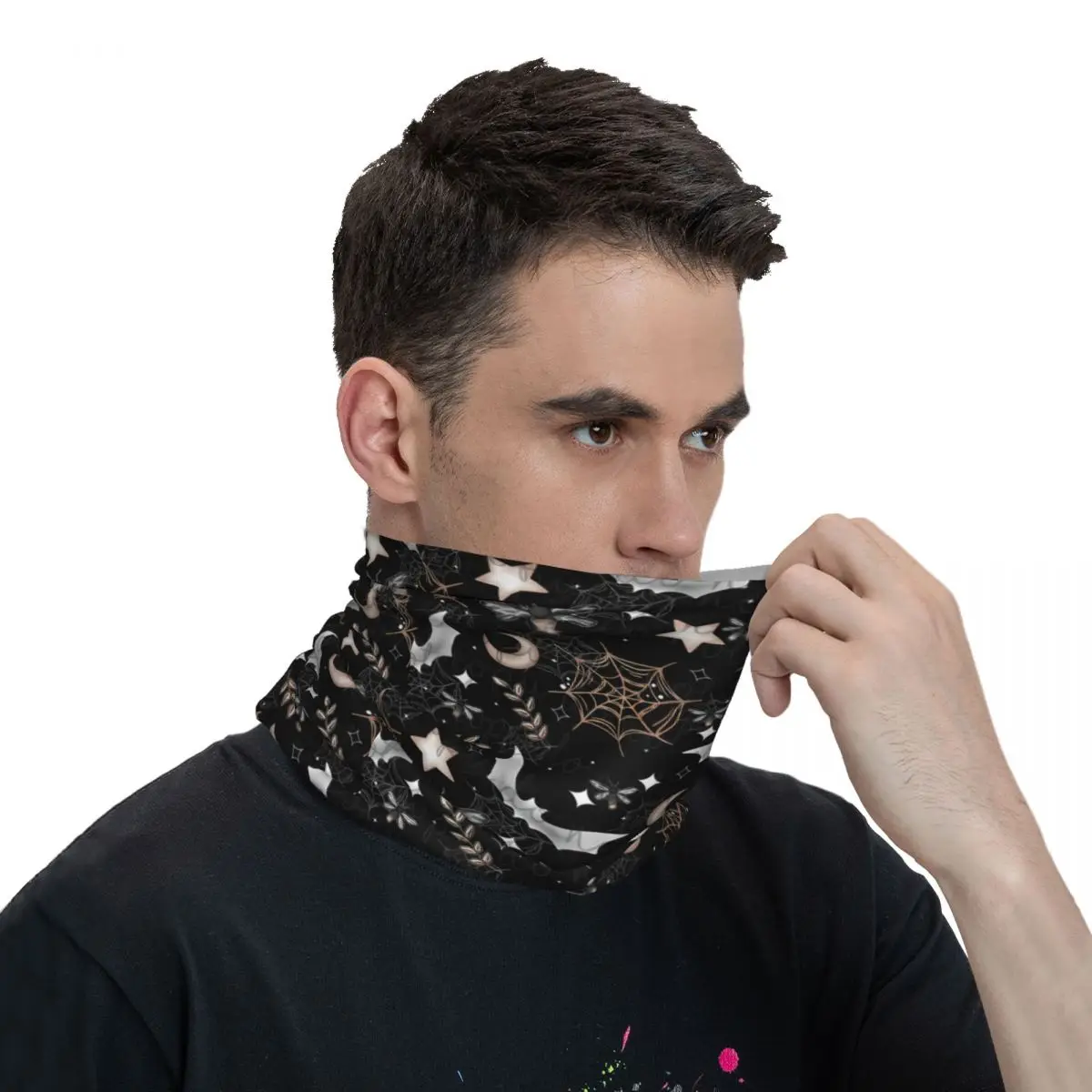 Bat Spiderweb Thin Wrap Scarf Bandana Witch Neck Gaiter Face Cover Headband image 6