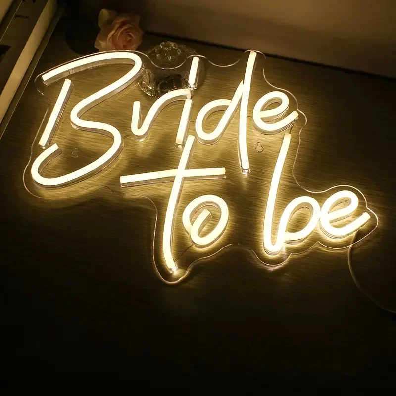 Bride to be Neon LED Light Signs, décoration murale, fête de mariage, enterrement de vie de jeune fille, fête de fiançailles, USB