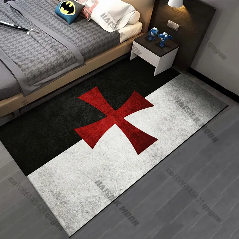 Templar cross medieval symbolism carpet Yoga living room room decor children's crawling mat doormat area rug games mat