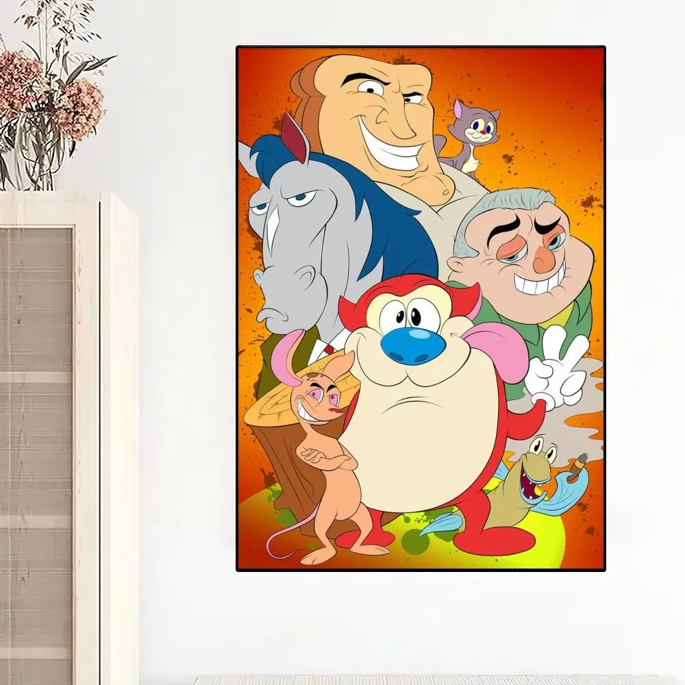 Ren and stimpy Cartoon Poster Painting Wall Pictures For Living Room Decor Sticker