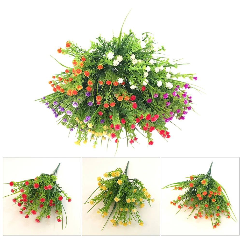 

6Pcs Artificial Plastic Gypsophila Grass Flexible Stem Fake Plants for Outdoor Garden Home Balcony Decor Plastic Fake Plant