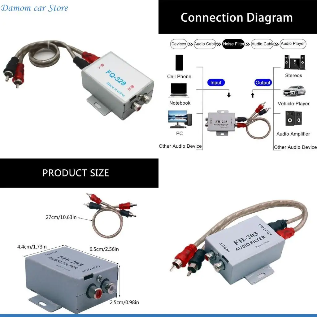 

A2UC Eliminate Car Buzzing & Hum Noise Filter Ground Noise Isolator for Car Radio