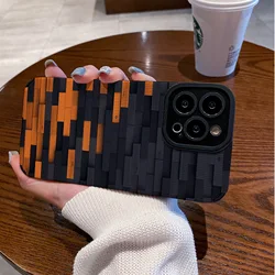 Fashion Orange black Joint Cool Phone Case For iPhone 13 14 12 11 15 Pro Max Mini XS X XR 7 8 Plus SE Soft Silicone Cover