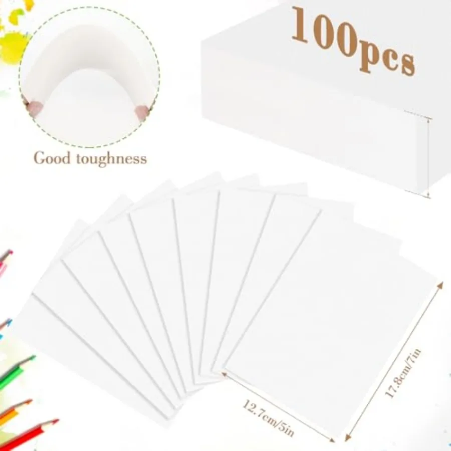 100PCS Watercolor Paper Bulk, 140lb/300g Cold Press Thick Water Color Paper Pad for Child Adult, White Art Paper for Drawing Pa