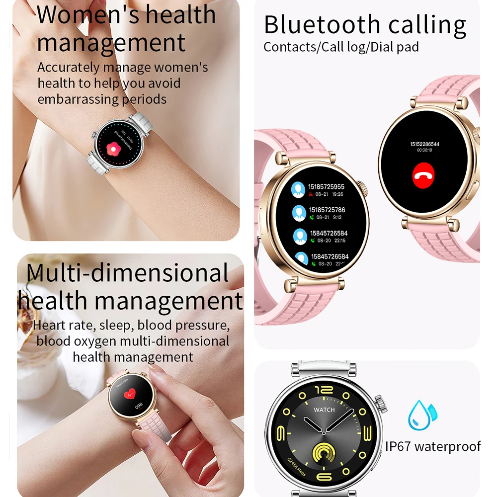 Girl Smartwatch 1.2” HD 360*360 Bluetooth calling Female Menstrual Cycle Reminders Sports Health Monitor Heart Rate Ladies Wacth