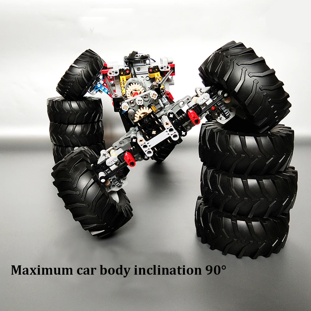 4WD Drive Climbing Car Off-Road Technical Car Set with Suspension Shocks XL Servo Motor 8CH APP Remote Control MOC PF 8882 8878