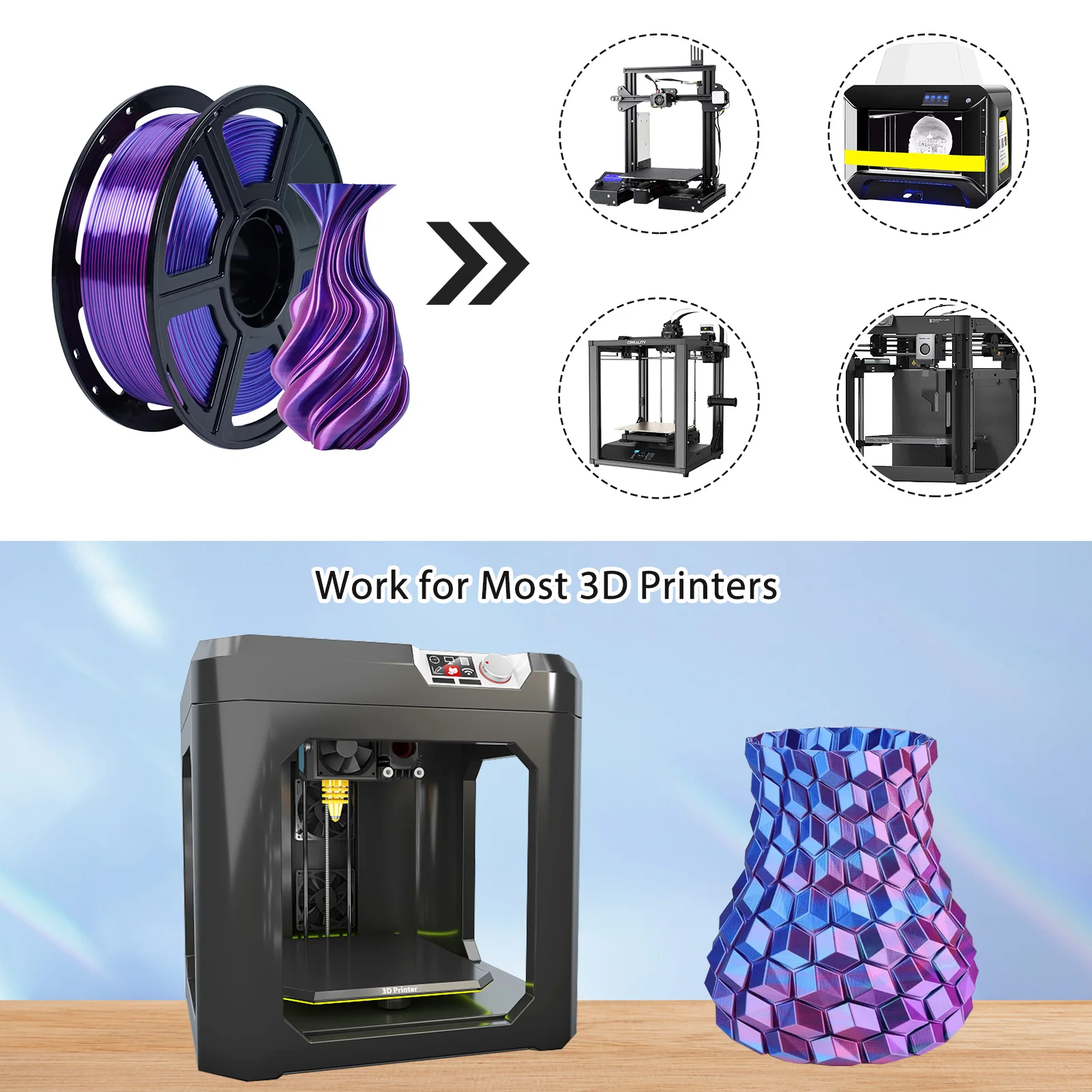 Zweifarbiges PLA 3D-Drucker Filament 1,75mm 250g Spule, Hochpräzises Druckmaterial für die Meisten FDM 3D-Drucker – Detail 8