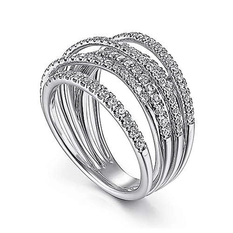 Huitan Silber Farbe Mode vielseitige Frauen Fingerringe mit schillernden cz Stein ol Stil täglich tragen Aussage Zubehör Schmuck