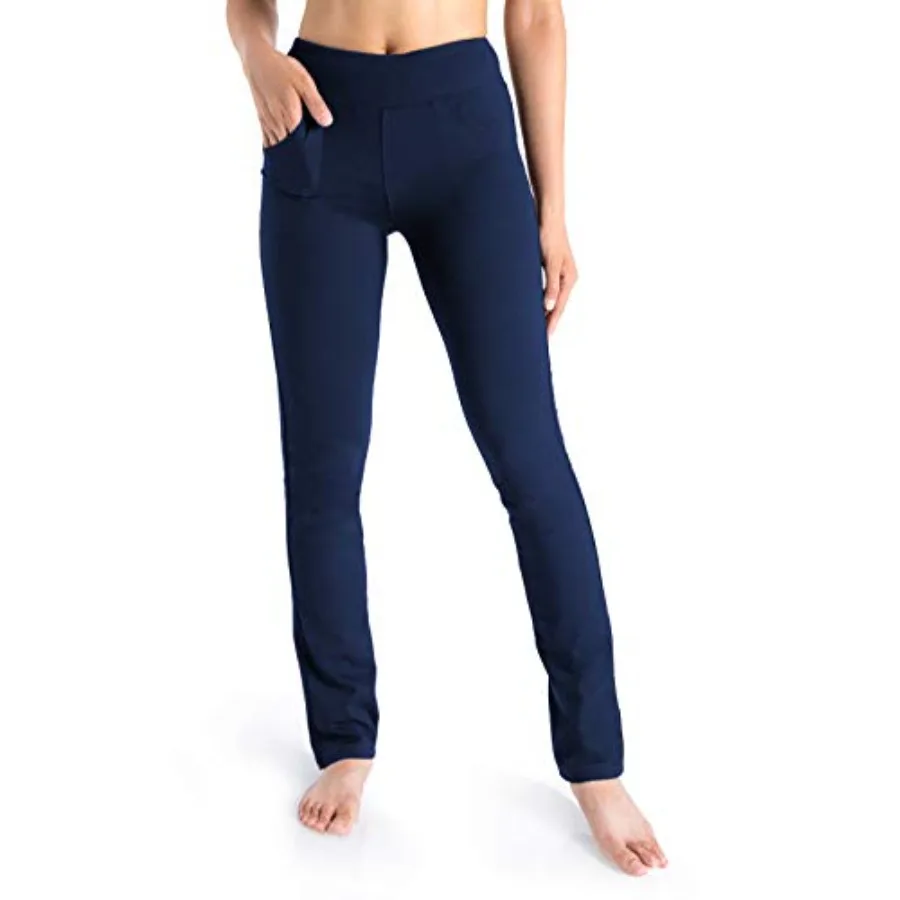 Women's Petite/Regular/Tall 5 Pockets Straight Leg Yoga Dress Pants, Slim Fit Stretch Pants for Everyday and Casual